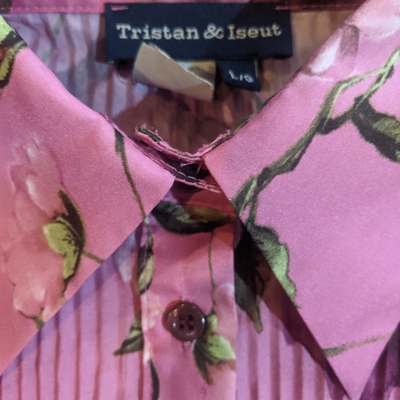 Pink Floral Pleated Blouse - Picture 3 of 5